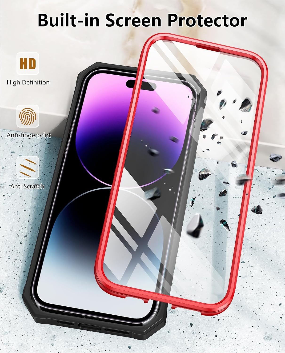 image:imageFNTCASE for iPhone 14 Pro Max Case Military Grade Rugged Cell Phone Cover with Kickstand Shockproof TPU Protection Bumper Matte Textured Design for iPhone 14 Pro Max Cases 67 inchKickstand Red