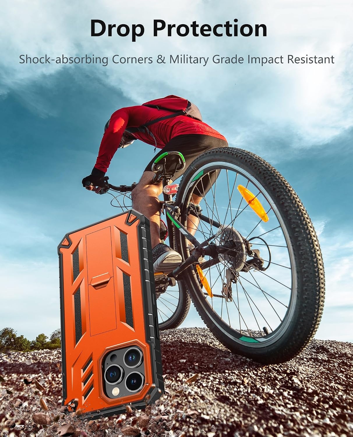 image:imageFNTCASE for iPhone 14 Pro Max Case Military Grade Rugged Cell Phone Cover with Kickstand Shockproof TPU Protection Bumper Matte Textured Design for iPhone 14 Pro Max Cases 67 inchOrange
