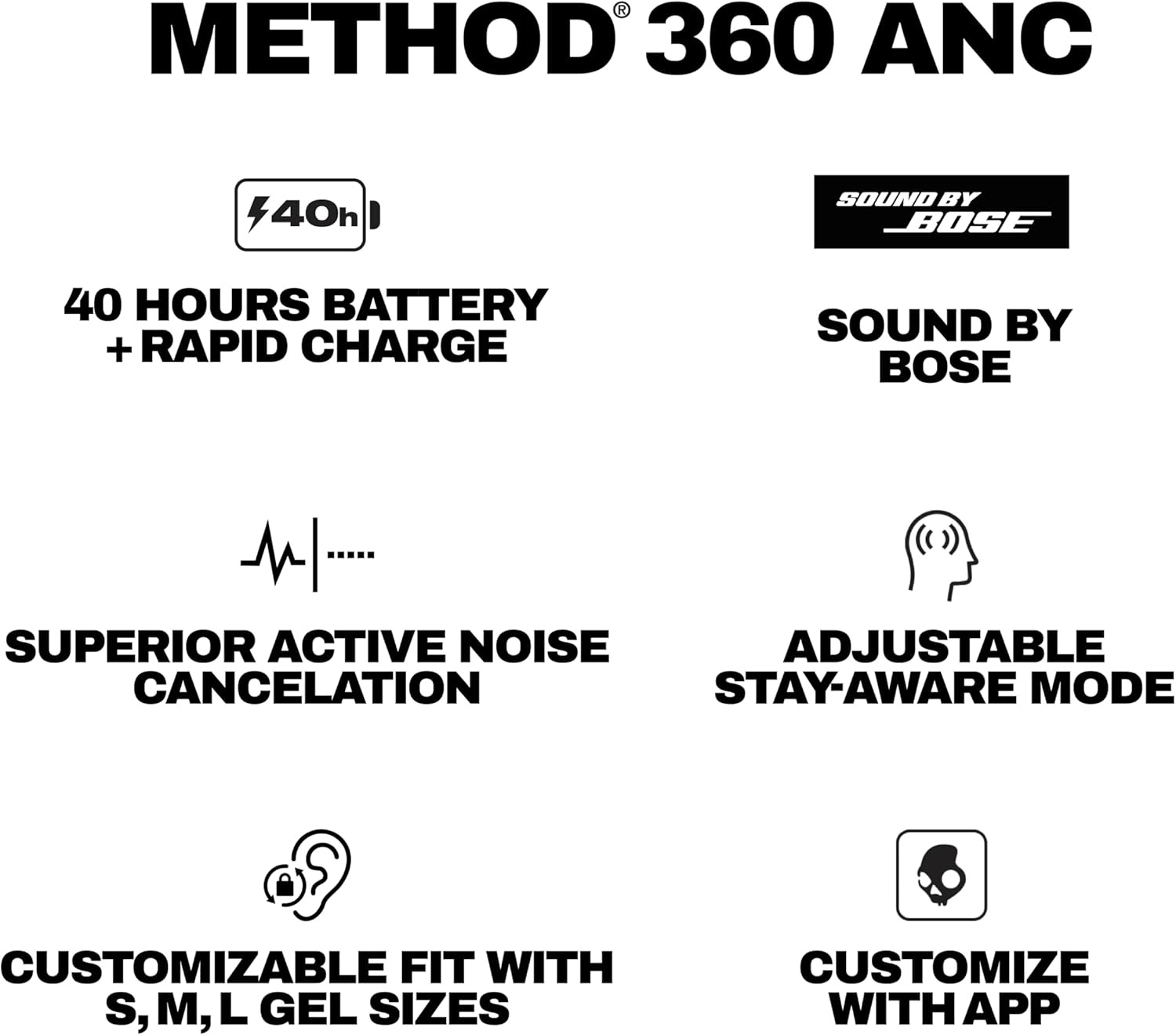 image:imageSkullcandy Method 360 ANC Wireless Earbuds Sound by Bose Bluetooth Headphones Premium Noise Cancelling Up to 40 Hrs Battery Sweat and Water Resistant Microphone for iPhone Android Crazy PinkCrazy Pink