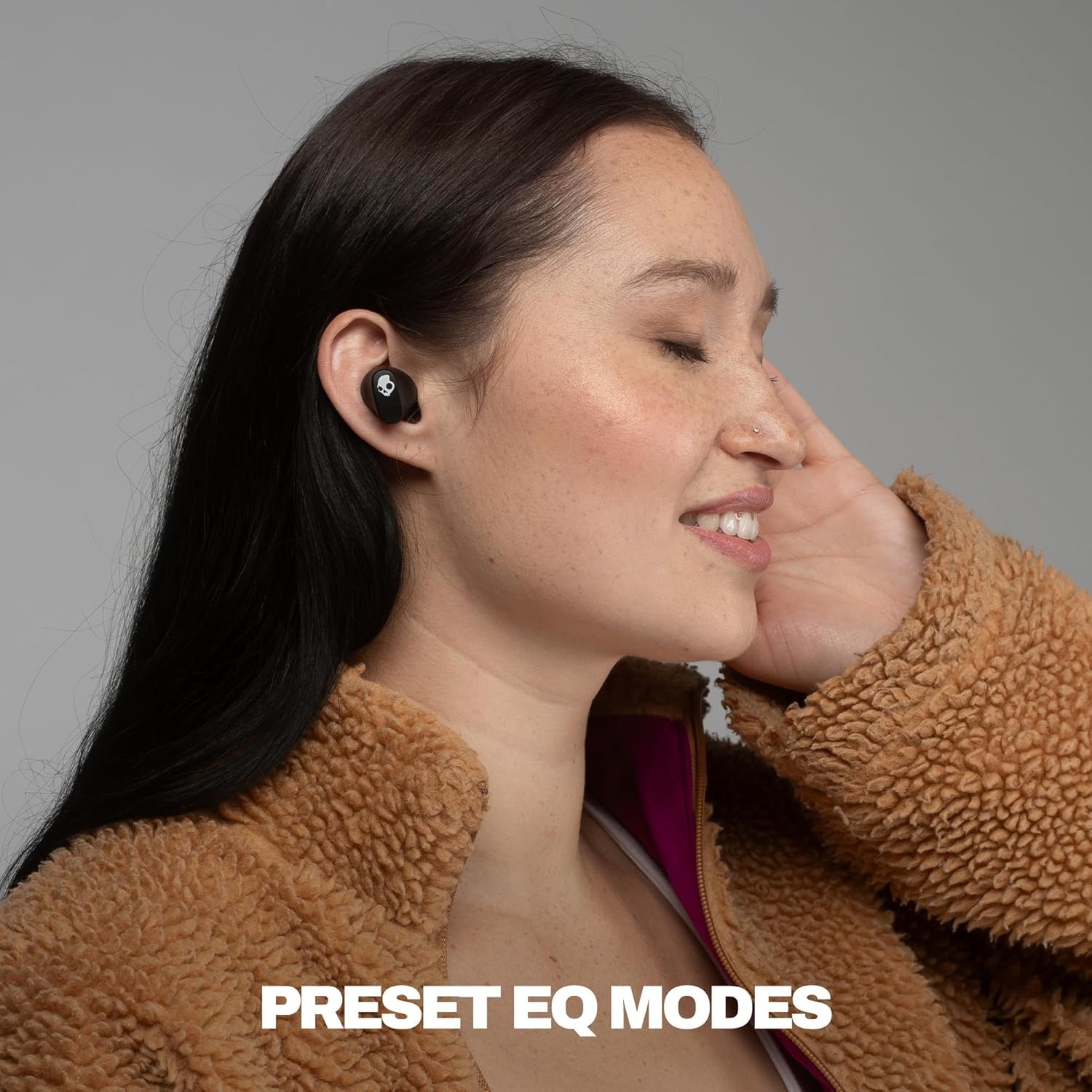 image:imageSkullcandy Smokin Buds 360 Wireless Earbuds Bluetooth Headphones Noise Isolating Fit Up to 20 Hours Battery IPX4 Sweat and Water Resistant Microphone for iPhone Android BoneTrue Black