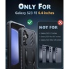 FNTCASE for Samsung Galaxy S23-FE Case: Military Grade Protective Hard Phone Case with Kickstand | Screen Protector | Shockproof TPU Full Protection Drop Proof Phone Cover for Galaxy S23 FE 5G Black(Black)