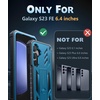 FNTCASE for Samsung Galaxy S23-FE Case: Military Grade Protective Hard Phone Case with Kickstand | Screen Protector | Shockproof TPU Full Protection Drop Proof Phone Cover for Galaxy S23 FE 5G Black(Blue)