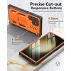 FNTCASE for Samsung Galaxy S23-Ultra Case: Military Grade Drop Proof Protection Mobile Cover with Kickstand | Matte Textured Rugged Shockproof TPU | Protective Sturdy Phone Case – Black 6.8 inch(Orange)
