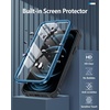 FNTCASE for iPhone 12 Pro Max Case: [Built-in Screen Protector & Kickstand] [Military Grade Drop Protection] Heavy Duty Full Protective Matte Textured Shockproof TPU Rugged Phone Cover – Black(Blue)