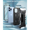 FNTCASE for iPhone 12 Pro Max Case: [Built-in Screen Protector & Kickstand] [Military Grade Drop Protection] Heavy Duty Full Protective Matte Textured Shockproof TPU Rugged Phone Cover – Black(T-Black)