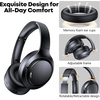 Hybrid Active Noise Cancelling Headphones 120H Long Playtime, 6 ENC Mic, Wireless Over-Ear Bluetooth 6.0 Headphones, Hi-Res Audio, Memory Foam Earcup, Transparency Mode ANC Headphone for Travel Office(Black)