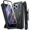 FNTCASE for iPhone 12 Pro Max Case: [Built-in Screen Protector & Kickstand] [Military Grade Drop Protection] Heavy Duty Full Protective Matte Textured Shockproof TPU Rugged Phone Cover – Black(T-Black)