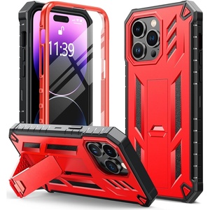 FNTCASE for iPhone 14 Pro Max Case: Military Grade Rugged Cell Phone Cover with Kickstand | Shockproof TPU Protection Bumper Matte Textured Design for iPhone 14 Pro Max Cases 6.7 inch(Kickstand Red)