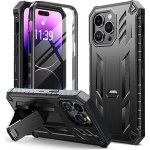 FNTCASE for iPhone 14 Pro Max Case: Military Grade Rugged Cell Phone Cover with Kickstand | Shockproof TPU Protection Bumper Matte Textured Design for iPhone 14 Pro Max Cases 6.7 inch(Kickstand Black)