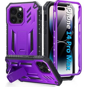 FNTCASE for iPhone 14 Pro Max Case: Military Grade Rugged Cell Phone Cover with Kickstand | Shockproof TPU Protection Bumper Matte Textured Design for iPhone 14 Pro Max Cases 6.7 inch(Kickstand Purple)
