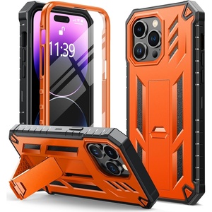 FNTCASE for iPhone 14 Pro Max Case: Military Grade Rugged Cell Phone Cover with Kickstand | Shockproof TPU Protection Bumper Matte Textured Design for iPhone 14 Pro Max Cases 6.7 inch(Orange)