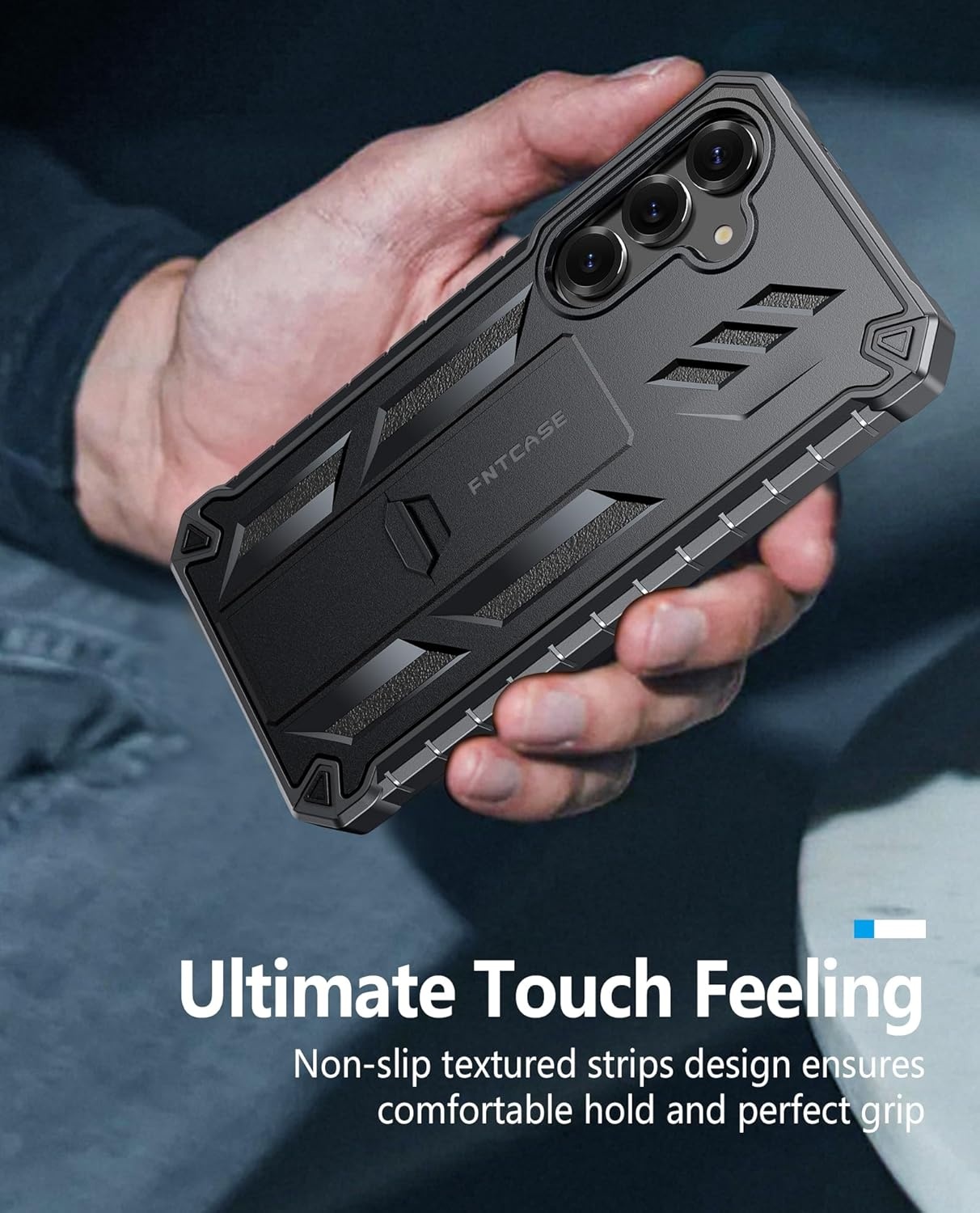 image:imageFNTCASE for Samsung Galaxy S26Ultra Case Builtin Screen Protector amp Kickstand 2 Front Frames MilitaryGrade Drop Protection Heavy Duty Shockproof Rugged TPU Case Full Body Protective BlueTBlack