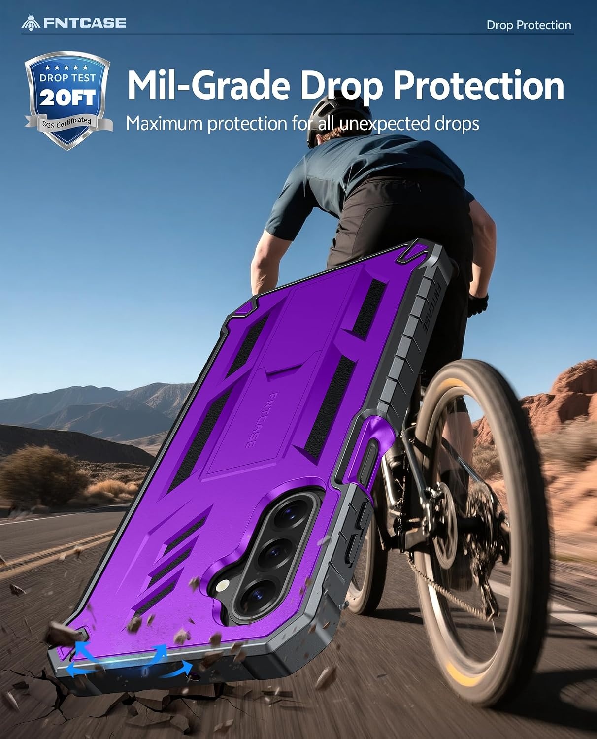 image:imageFNTCASE for Samsung Galaxy S26Ultra Case Builtin Screen Protector amp Kickstand 2 Front Frames MilitaryGrade Drop Protection Heavy Duty Shockproof Rugged TPU Case Full Body Protective BluePurple