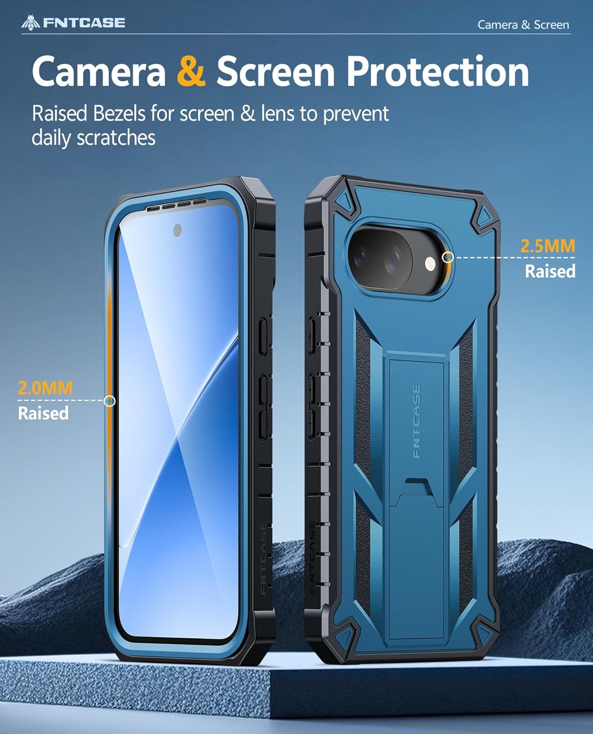 image:imageFNTCASE for Samsung Galaxy S26Ultra Case Builtin Screen Protector amp Kickstand 2 Front Frames MilitaryGrade Drop Protection Heavy Duty Shockproof Rugged TPU Case Full Body Protective BlueBlue