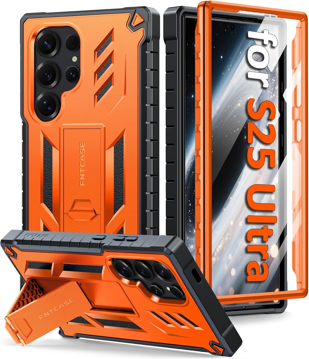 image:imageFNTCASE for Samsung Galaxy S26Ultra Case Builtin Screen Protector amp Kickstand 2 Front Frames MilitaryGrade Drop Protection Heavy Duty Shockproof Rugged TPU Case Full Body Protective BlueOrange