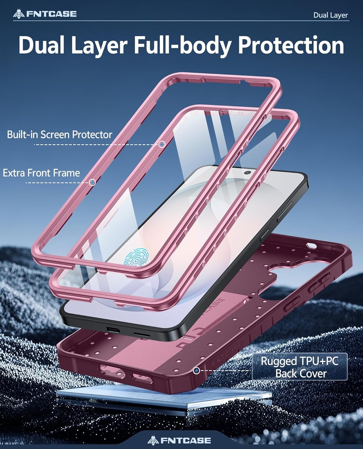 image:imageFNTCASE for Samsung Galaxy S26Ultra Case Builtin Screen Protector amp Kickstand 2 Front Frames MilitaryGrade Drop Protection Heavy Duty Shockproof Rugged TPU Case Full Body Protective BluePink