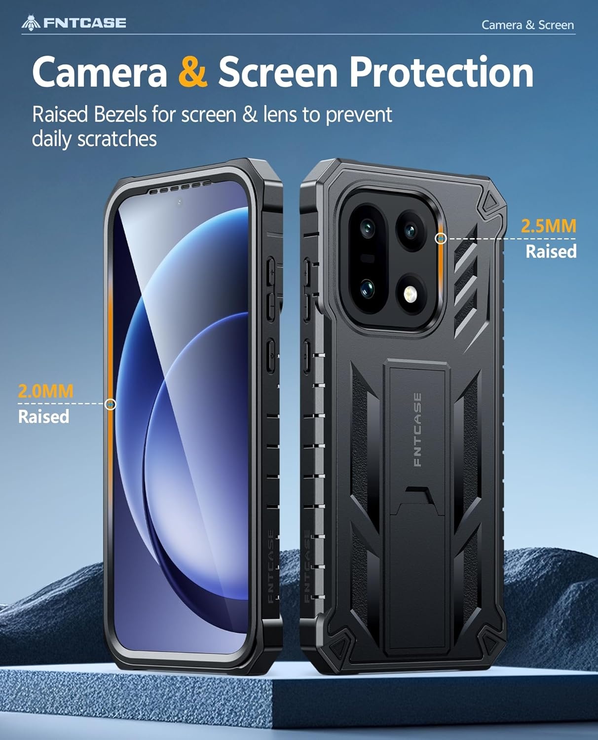 image:imageFNTCASE for Samsung Galaxy S26Ultra Case Builtin Screen Protector amp Kickstand 2 Front Frames MilitaryGrade Drop Protection Heavy Duty Shockproof Rugged TPU Case Full Body Protective BlueBlack