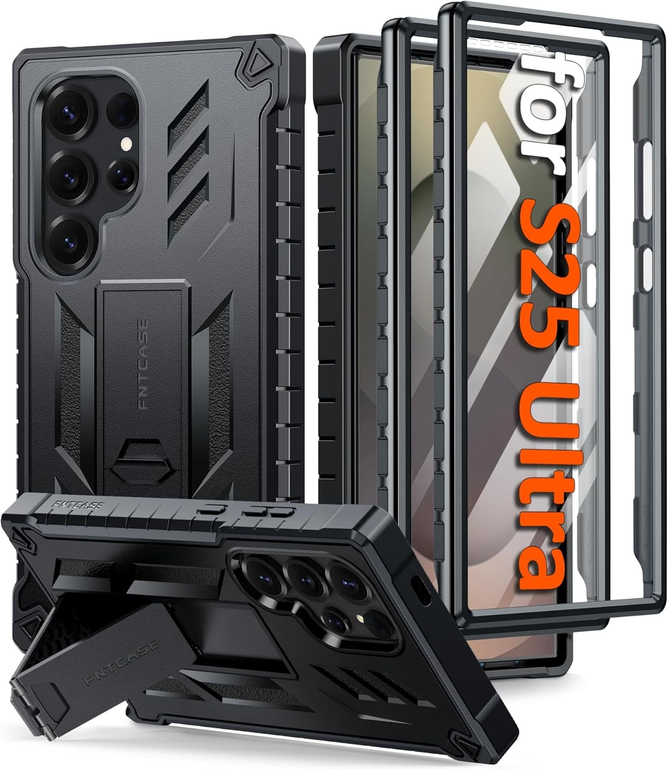 image:imageFNTCASE for Samsung Galaxy S26Ultra Case Builtin Screen Protector amp Kickstand 2 Front Frames MilitaryGrade Drop Protection Heavy Duty Shockproof Rugged TPU Case Full Body Protective BlueTBlack