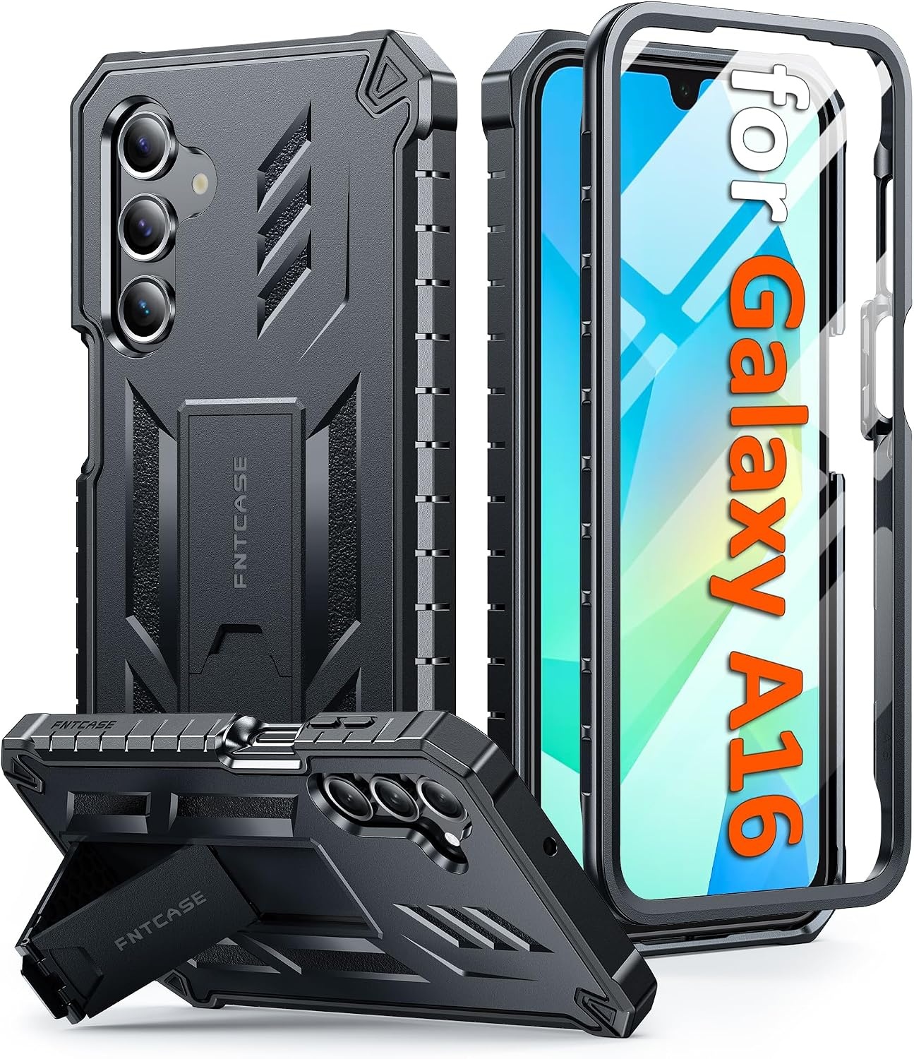 image:imageFNTCASE for Samsung Galaxy S26Ultra Case Builtin Screen Protector amp Kickstand 2 Front Frames MilitaryGrade Drop Protection Heavy Duty Shockproof Rugged TPU Case Full Body Protective BlueBlack