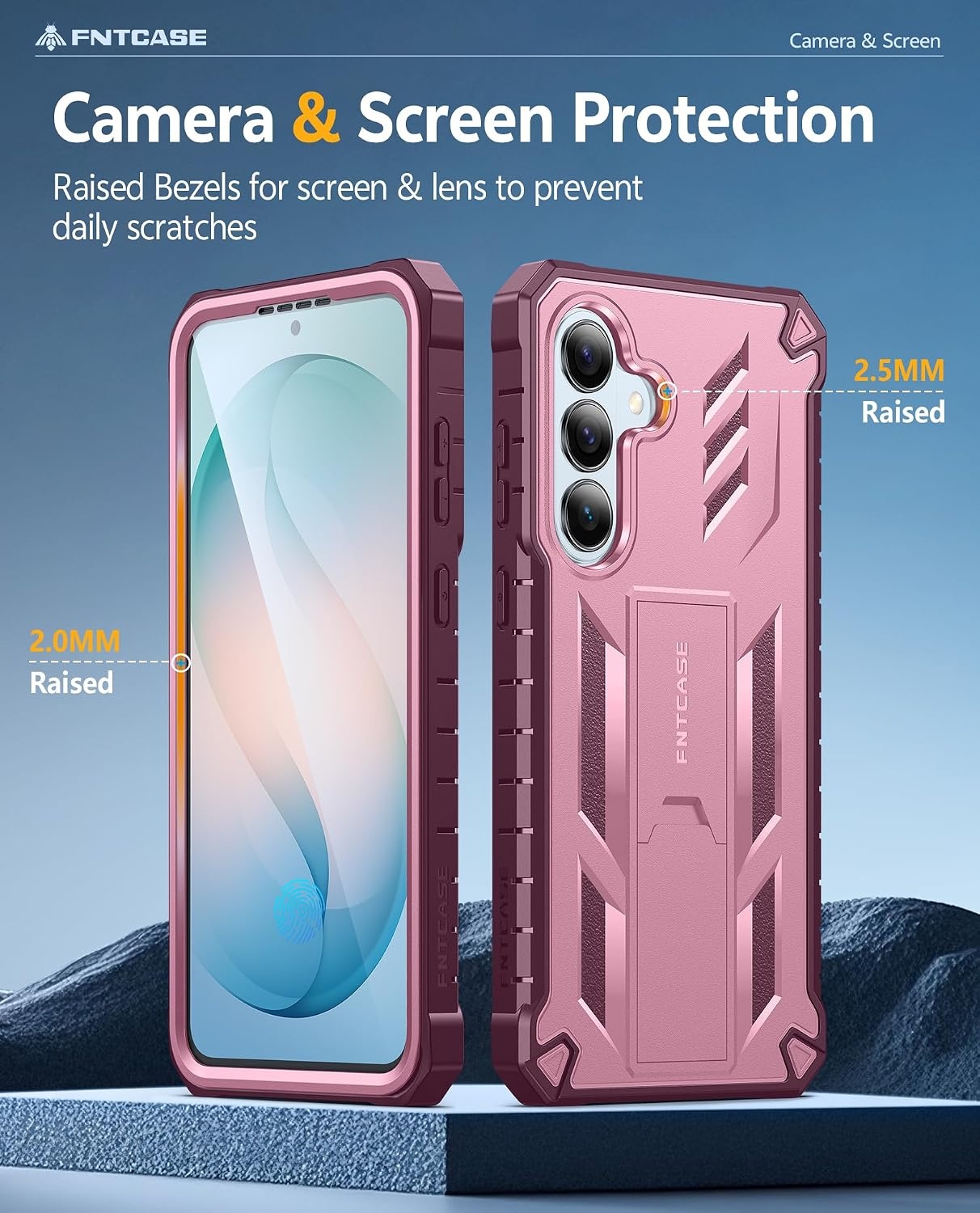 image:imageFNTCASE for Samsung Galaxy S26Ultra Case Builtin Screen Protector amp Kickstand 2 Front Frames MilitaryGrade Drop Protection Heavy Duty Shockproof Rugged TPU Case Full Body Protective BluePink