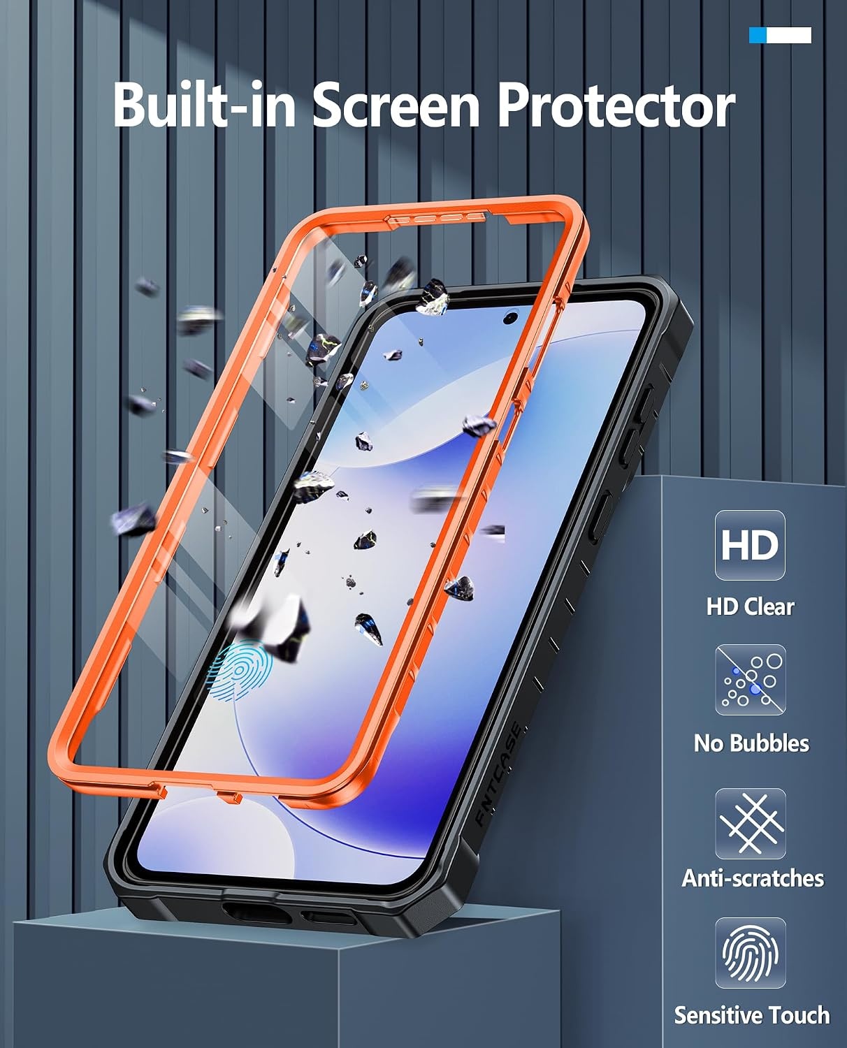 image:imageFNTCASE for Samsung Galaxy S26Ultra Case Builtin Screen Protector amp Kickstand 2 Front Frames MilitaryGrade Drop Protection Heavy Duty Shockproof Rugged TPU Case Full Body Protective BlueOrange