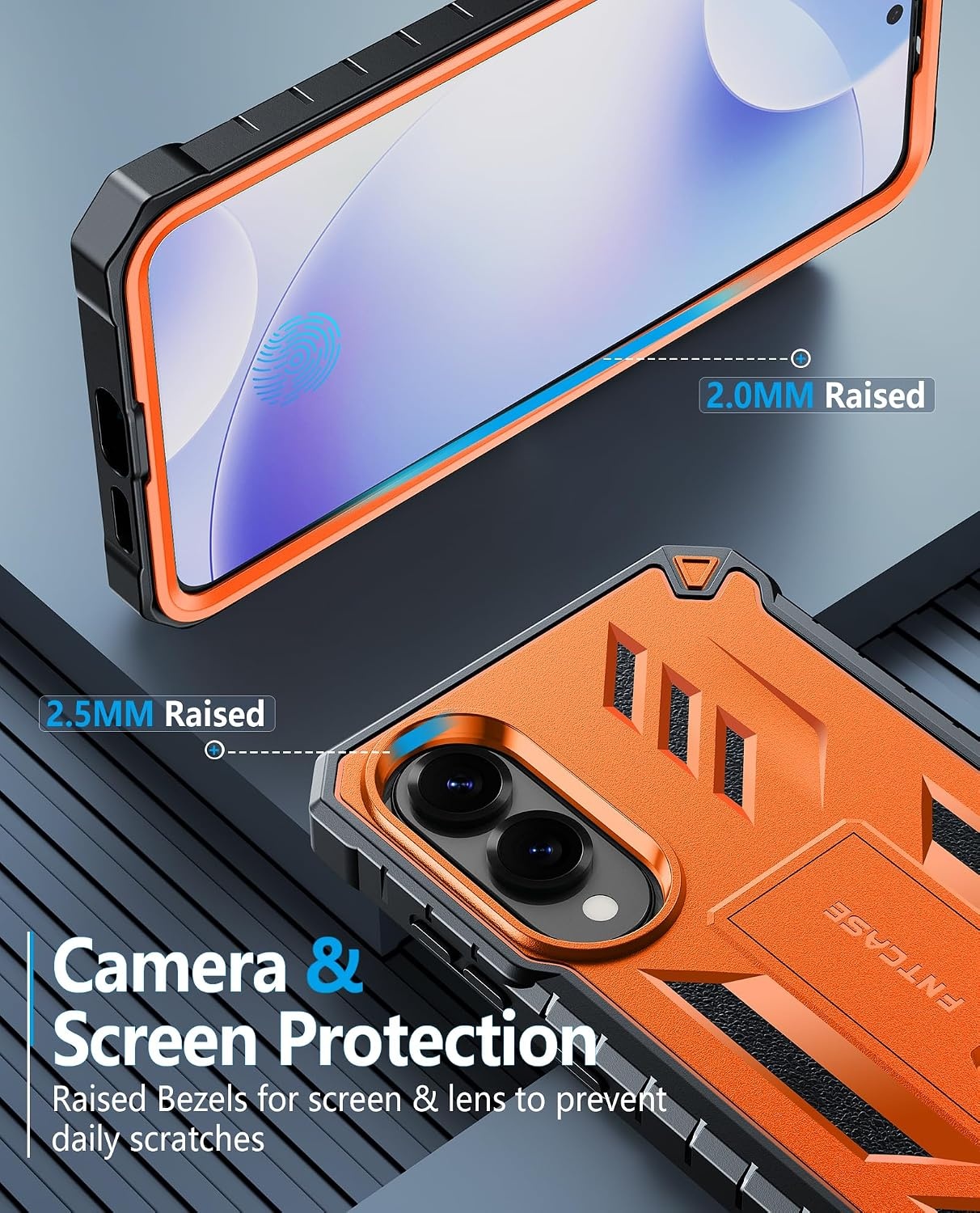 image:imageFNTCASE for Samsung Galaxy S26Ultra Case Builtin Screen Protector amp Kickstand 2 Front Frames MilitaryGrade Drop Protection Heavy Duty Shockproof Rugged TPU Case Full Body Protective BlueOrange