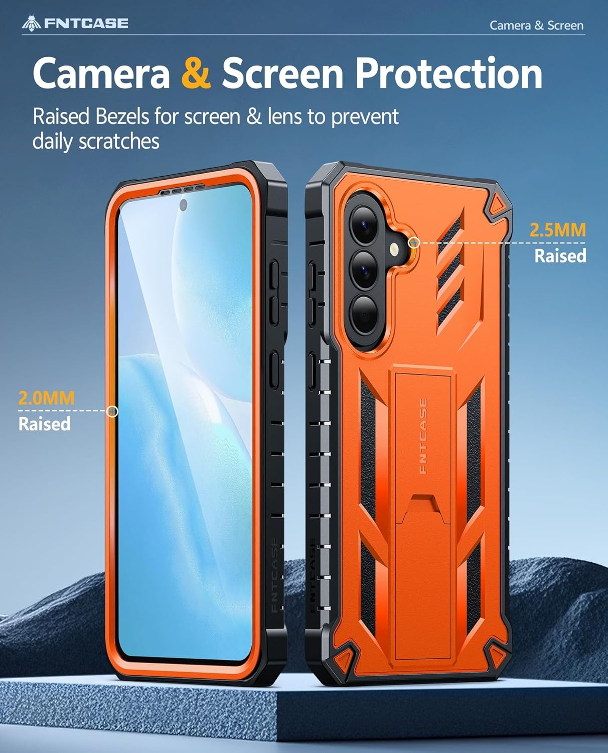 image:imageFNTCASE for Samsung Galaxy S26Ultra Case Builtin Screen Protector amp Kickstand 2 Front Frames MilitaryGrade Drop Protection Heavy Duty Shockproof Rugged TPU Case Full Body Protective BlueOrange