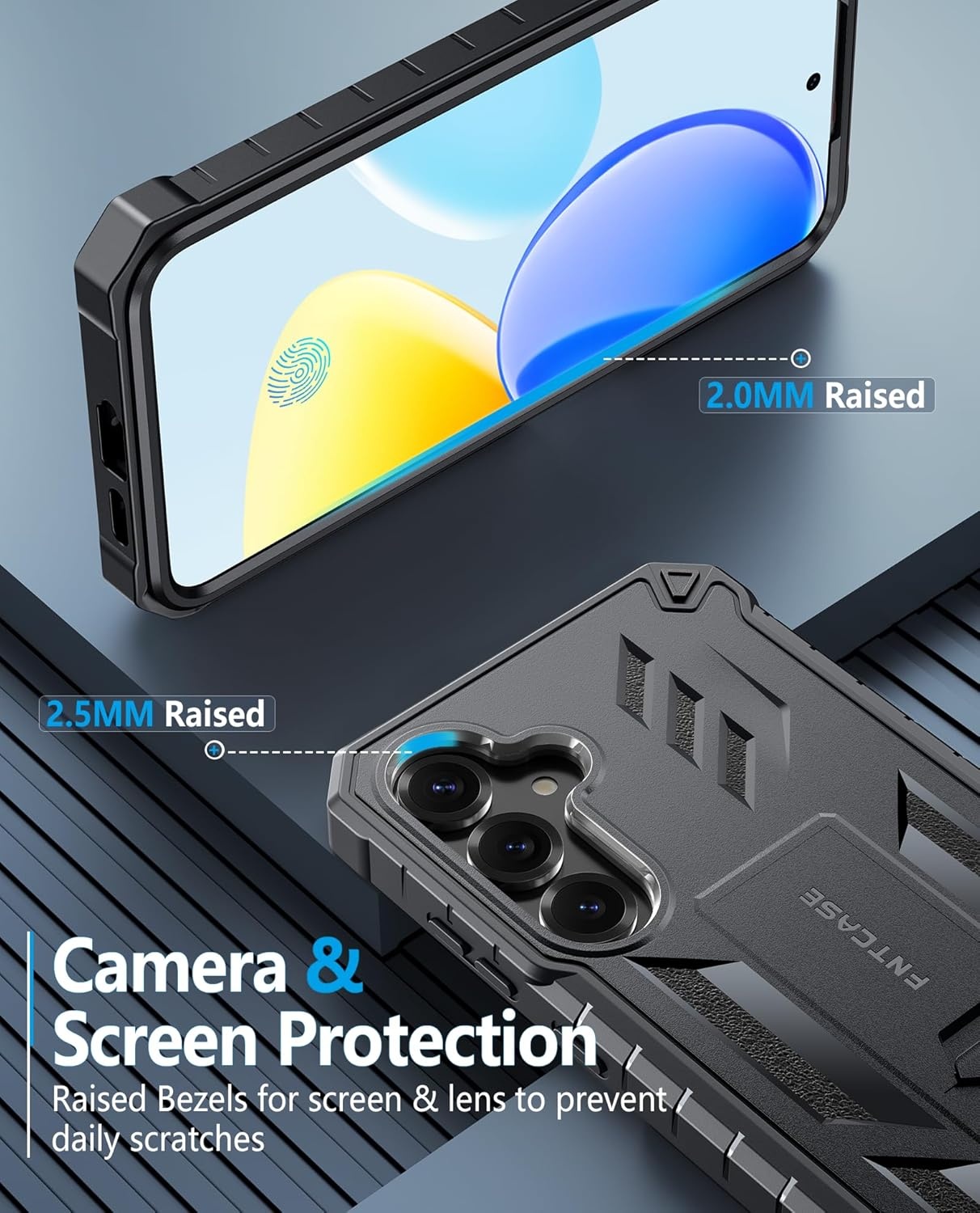 image:imageFNTCASE for Samsung Galaxy S26Ultra Case Builtin Screen Protector amp Kickstand 2 Front Frames MilitaryGrade Drop Protection Heavy Duty Shockproof Rugged TPU Case Full Body Protective BlueTBlack
