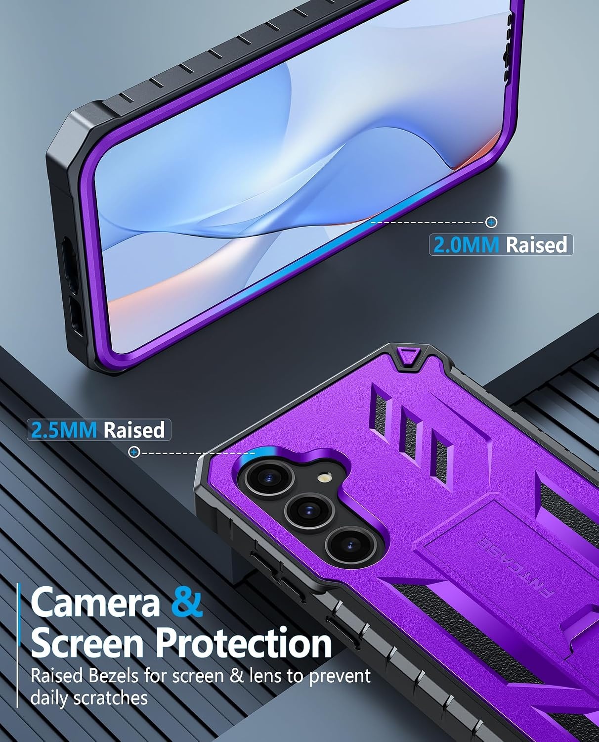 image:imageFNTCASE for Samsung Galaxy S26Ultra Case Builtin Screen Protector amp Kickstand 2 Front Frames MilitaryGrade Drop Protection Heavy Duty Shockproof Rugged TPU Case Full Body Protective BluePurple