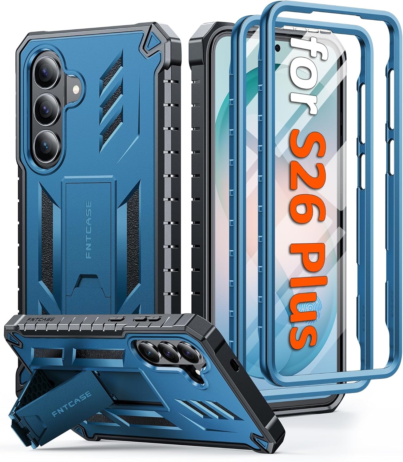image:imageFNTCASE for Samsung Galaxy S26Ultra Case Builtin Screen Protector amp Kickstand 2 Front Frames MilitaryGrade Drop Protection Heavy Duty Shockproof Rugged TPU Case Full Body Protective BlueBlue