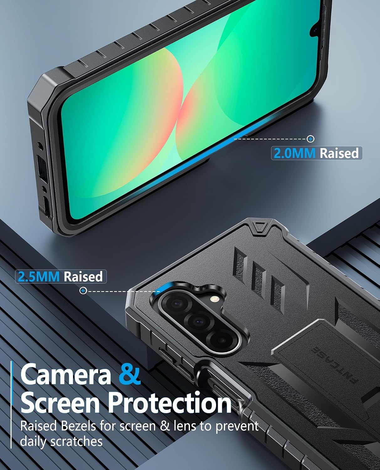 image:imageFNTCASE for Samsung Galaxy S26Ultra Case Builtin Screen Protector amp Kickstand 2 Front Frames MilitaryGrade Drop Protection Heavy Duty Shockproof Rugged TPU Case Full Body Protective BlueBlack