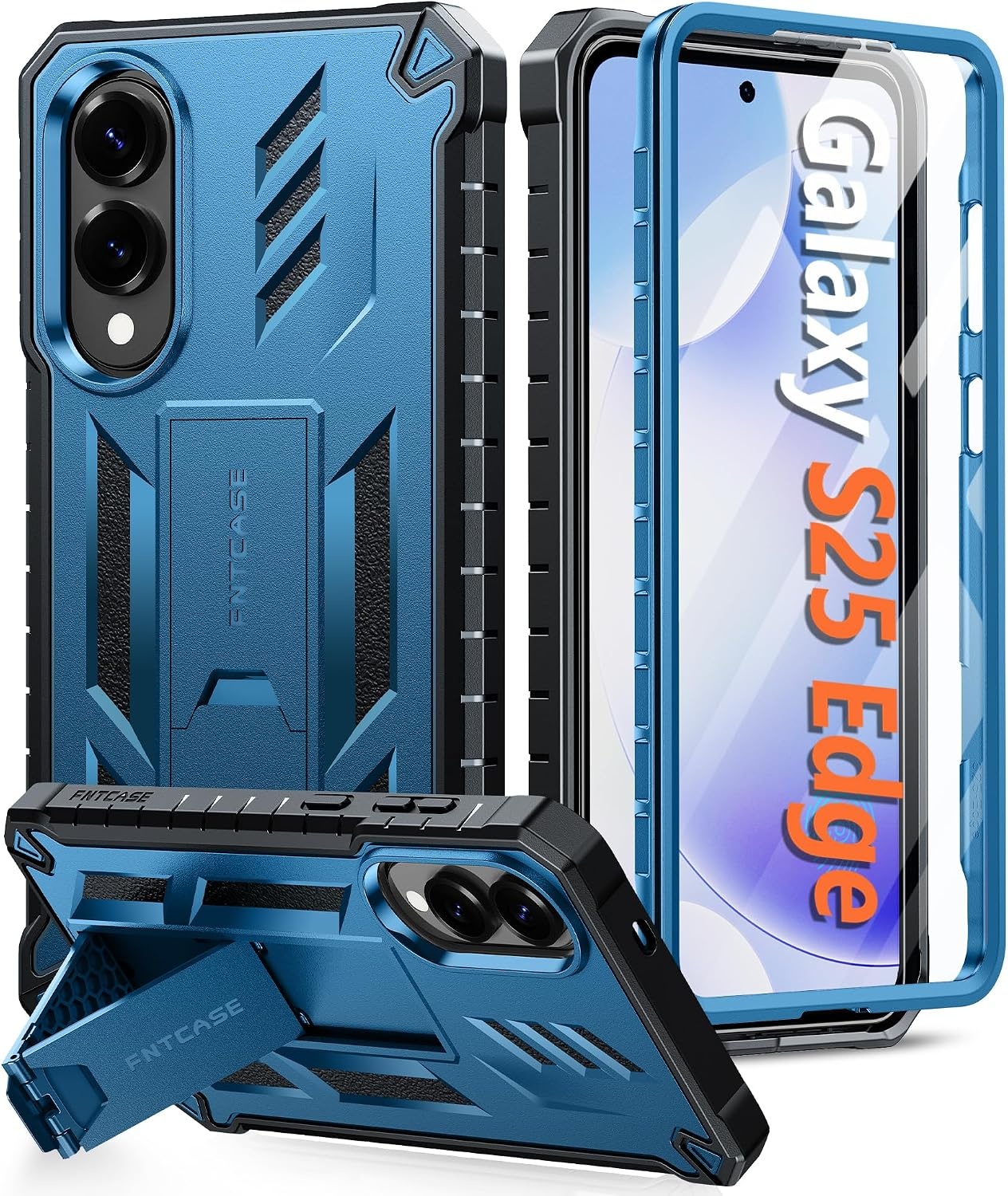 image:imageFNTCASE for Samsung Galaxy S26Ultra Case Builtin Screen Protector amp Kickstand 2 Front Frames MilitaryGrade Drop Protection Heavy Duty Shockproof Rugged TPU Case Full Body Protective BlueBlue