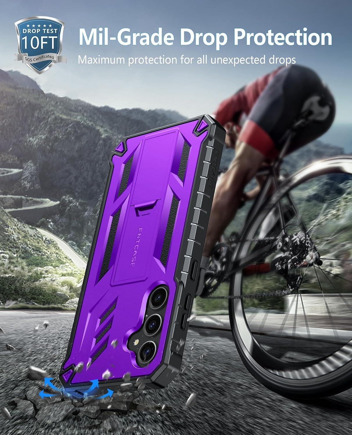 image:imageFNTCASE for Samsung Galaxy S26Ultra Case Builtin Screen Protector amp Kickstand 2 Front Frames MilitaryGrade Drop Protection Heavy Duty Shockproof Rugged TPU Case Full Body Protective BluePurple