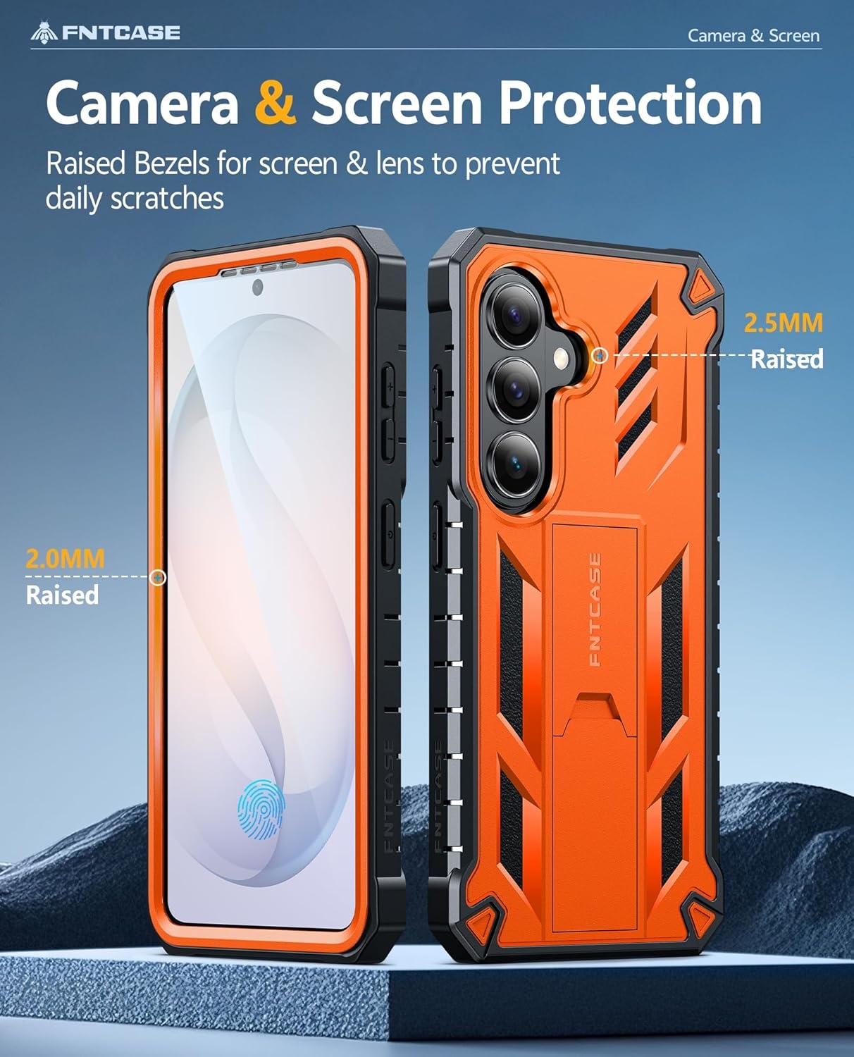 image:imageFNTCASE for Samsung Galaxy S26Ultra Case Builtin Screen Protector amp Kickstand 2 Front Frames MilitaryGrade Drop Protection Heavy Duty Shockproof Rugged TPU Case Full Body Protective BlueOrange