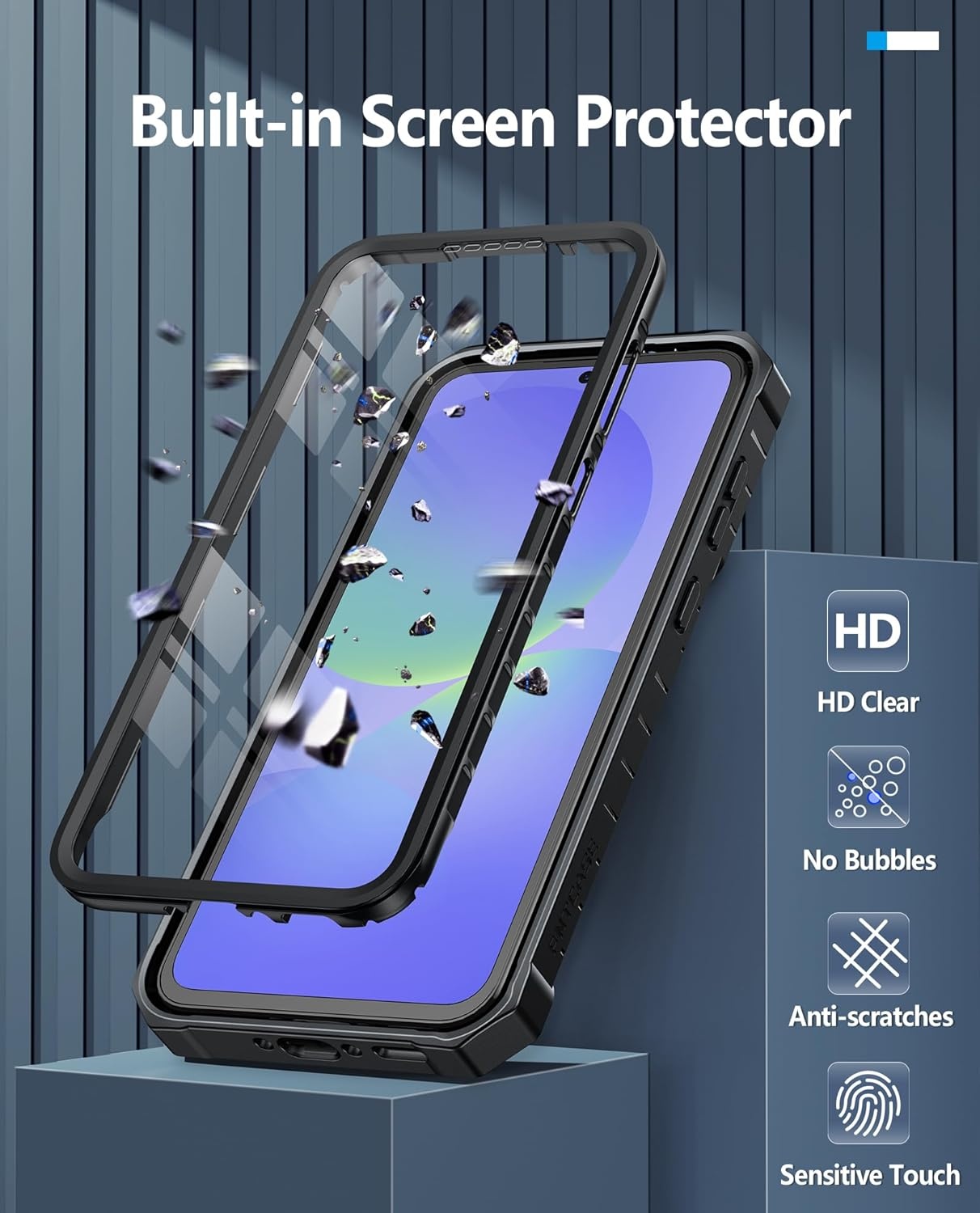 image:imageFNTCASE for Samsung Galaxy S26Ultra Case Builtin Screen Protector amp Kickstand 2 Front Frames MilitaryGrade Drop Protection Heavy Duty Shockproof Rugged TPU Case Full Body Protective BlueBlack