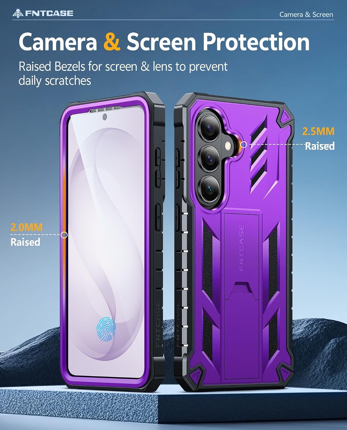image:imageFNTCASE for Samsung Galaxy S26Ultra Case Builtin Screen Protector amp Kickstand 2 Front Frames MilitaryGrade Drop Protection Heavy Duty Shockproof Rugged TPU Case Full Body Protective BluePurple