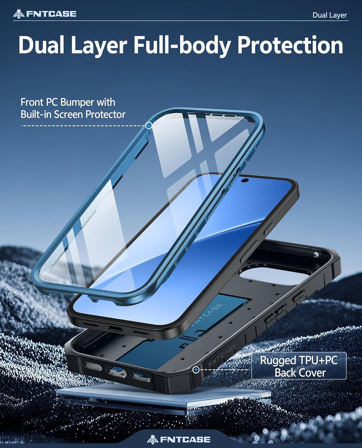 image:imageFNTCASE for Samsung Galaxy S26Ultra Case Builtin Screen Protector amp Kickstand 2 Front Frames MilitaryGrade Drop Protection Heavy Duty Shockproof Rugged TPU Case Full Body Protective BlueBlue
