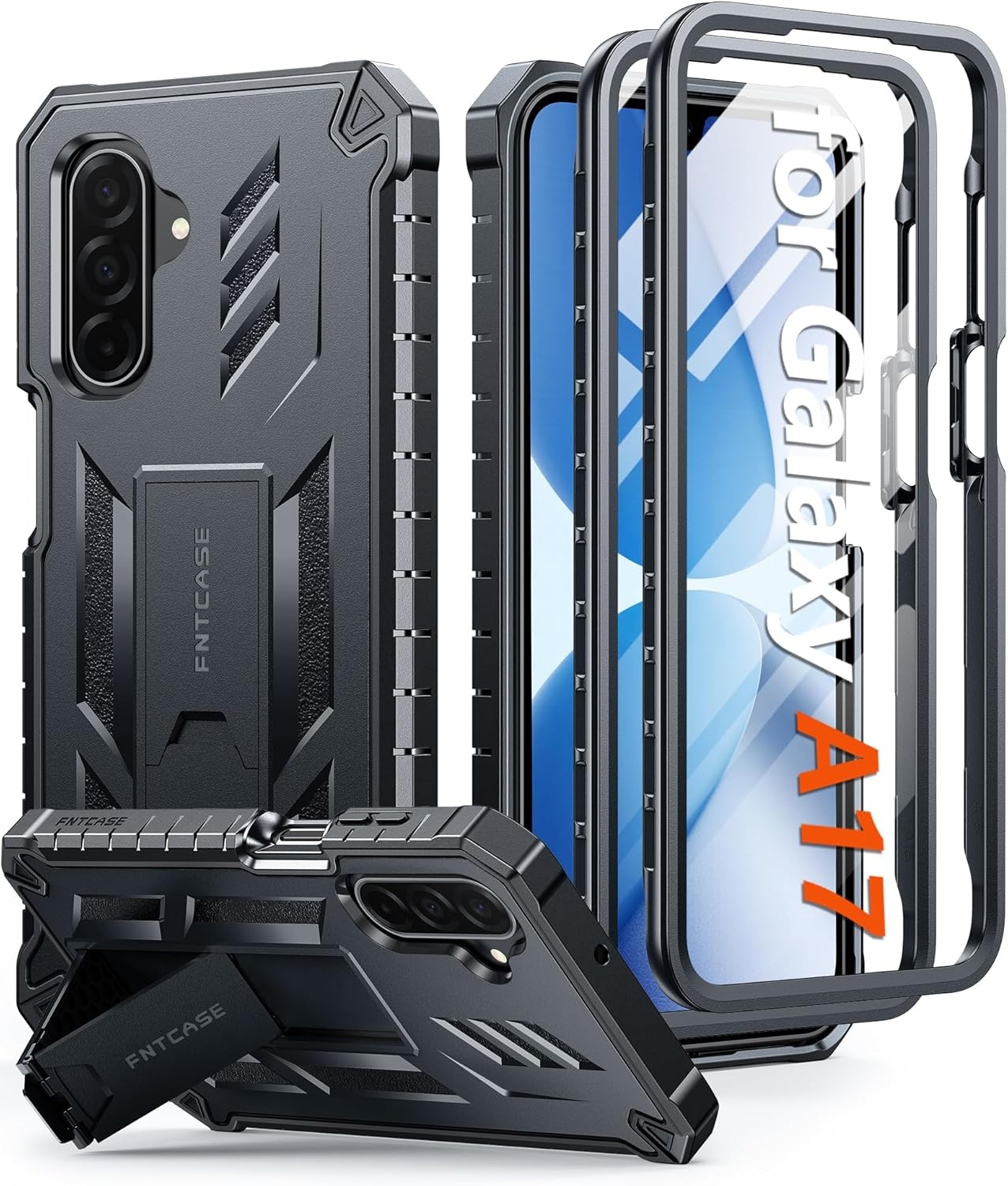 image:imageFNTCASE for Samsung Galaxy S26Ultra Case Builtin Screen Protector amp Kickstand 2 Front Frames MilitaryGrade Drop Protection Heavy Duty Shockproof Rugged TPU Case Full Body Protective BlueTBlack