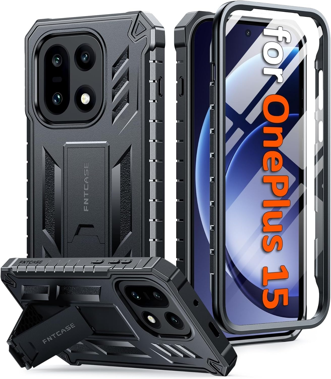 image:imageFNTCASE for Samsung Galaxy S26Ultra Case Builtin Screen Protector amp Kickstand 2 Front Frames MilitaryGrade Drop Protection Heavy Duty Shockproof Rugged TPU Case Full Body Protective BlueBlack