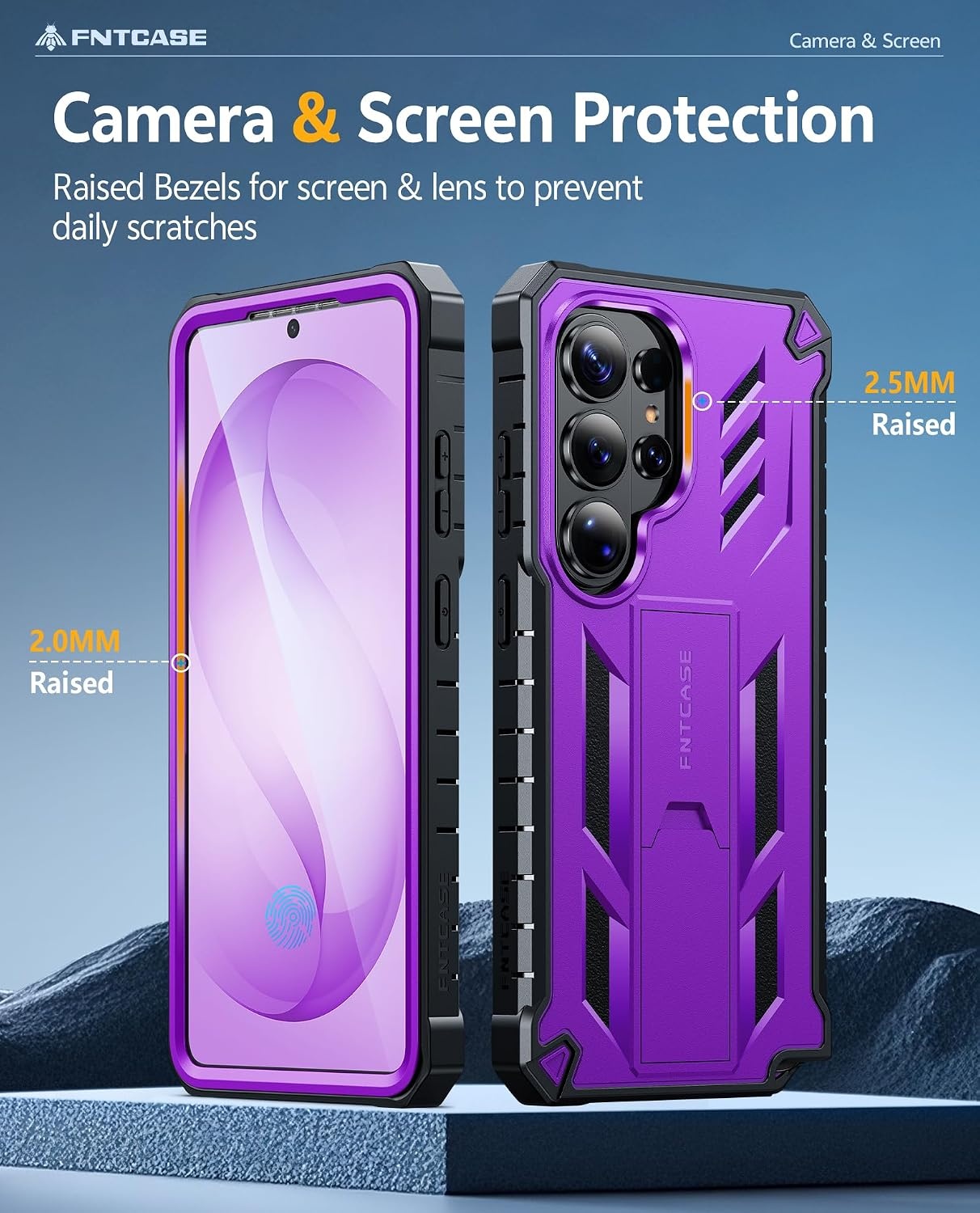 image:imageFNTCASE for Samsung Galaxy S26Ultra Case Builtin Screen Protector amp Kickstand 2 Front Frames MilitaryGrade Drop Protection Heavy Duty Shockproof Rugged TPU Case Full Body Protective BluePurple
