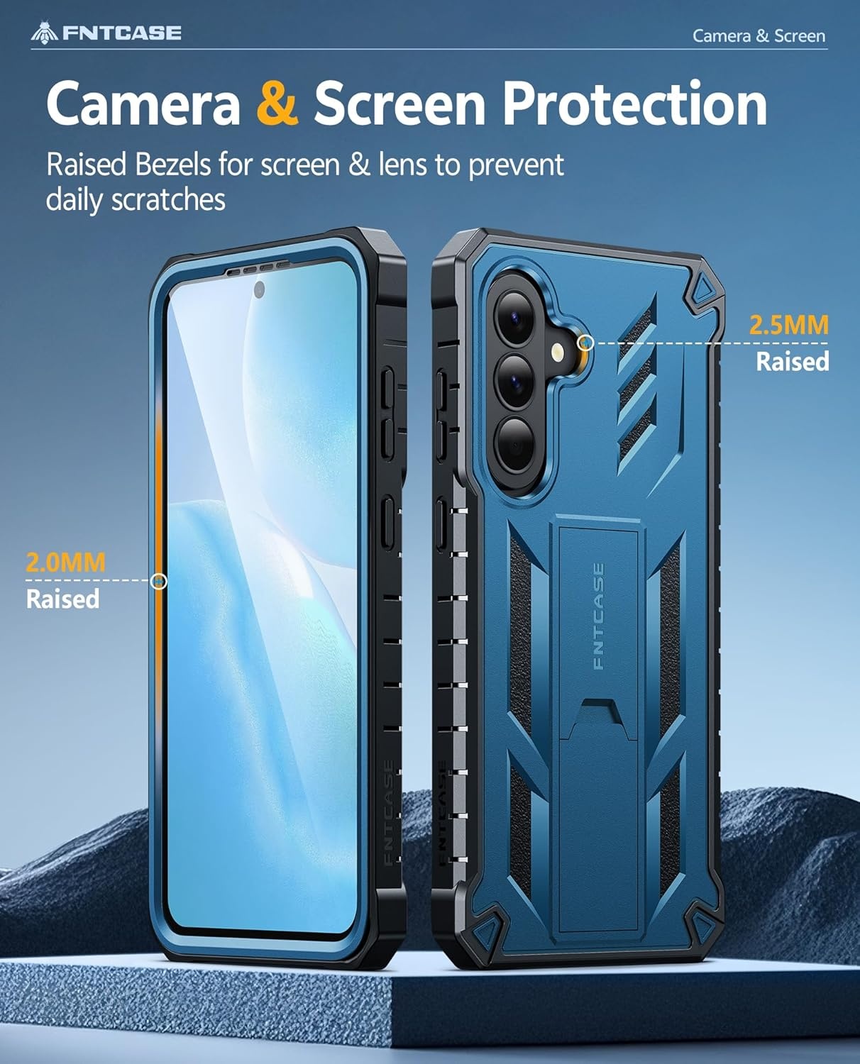 image:imageFNTCASE for Samsung Galaxy S26Ultra Case Builtin Screen Protector amp Kickstand 2 Front Frames MilitaryGrade Drop Protection Heavy Duty Shockproof Rugged TPU Case Full Body Protective BlueBlue