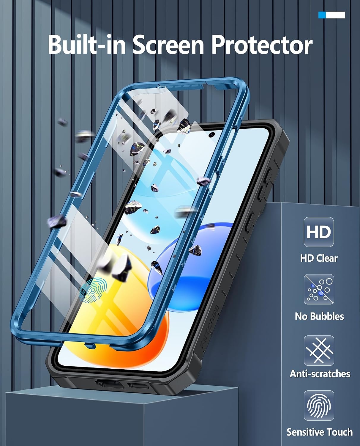 image:imageFNTCASE for Samsung Galaxy S26Ultra Case Builtin Screen Protector amp Kickstand 2 Front Frames MilitaryGrade Drop Protection Heavy Duty Shockproof Rugged TPU Case Full Body Protective BlueTBlue