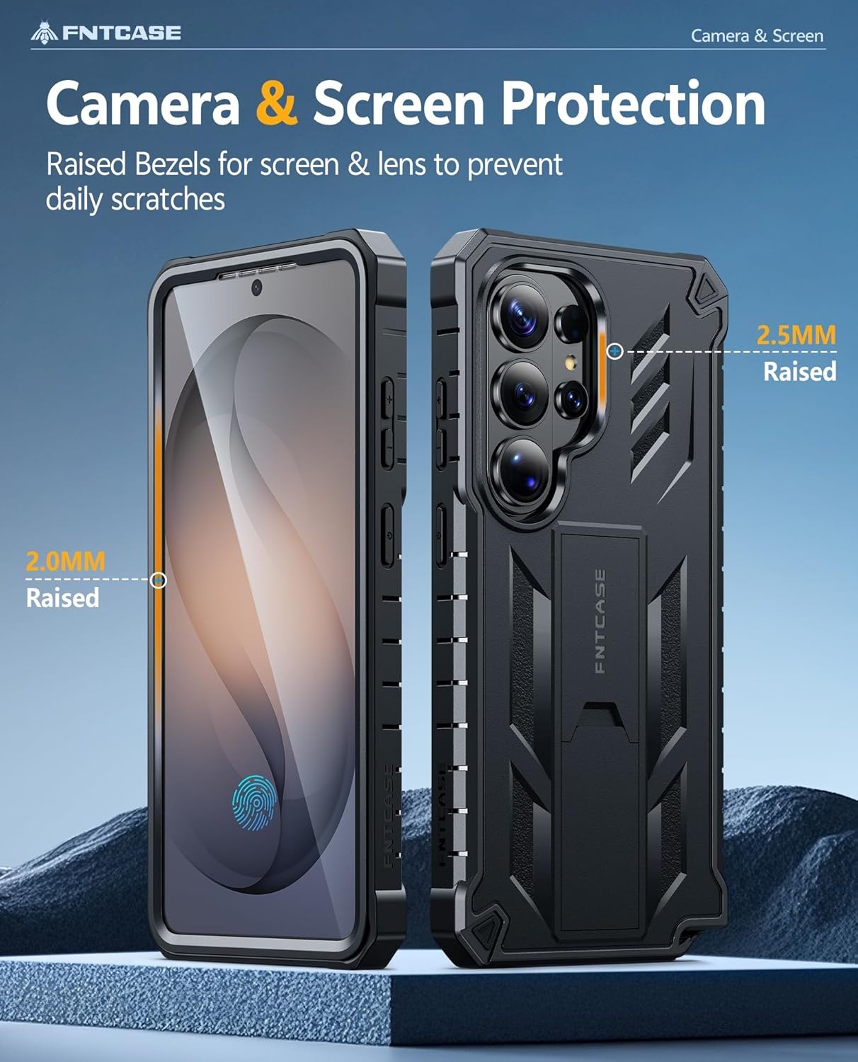 image:imageFNTCASE for Samsung Galaxy S26Ultra Case Builtin Screen Protector amp Kickstand 2 Front Frames MilitaryGrade Drop Protection Heavy Duty Shockproof Rugged TPU Case Full Body Protective BlueBlack