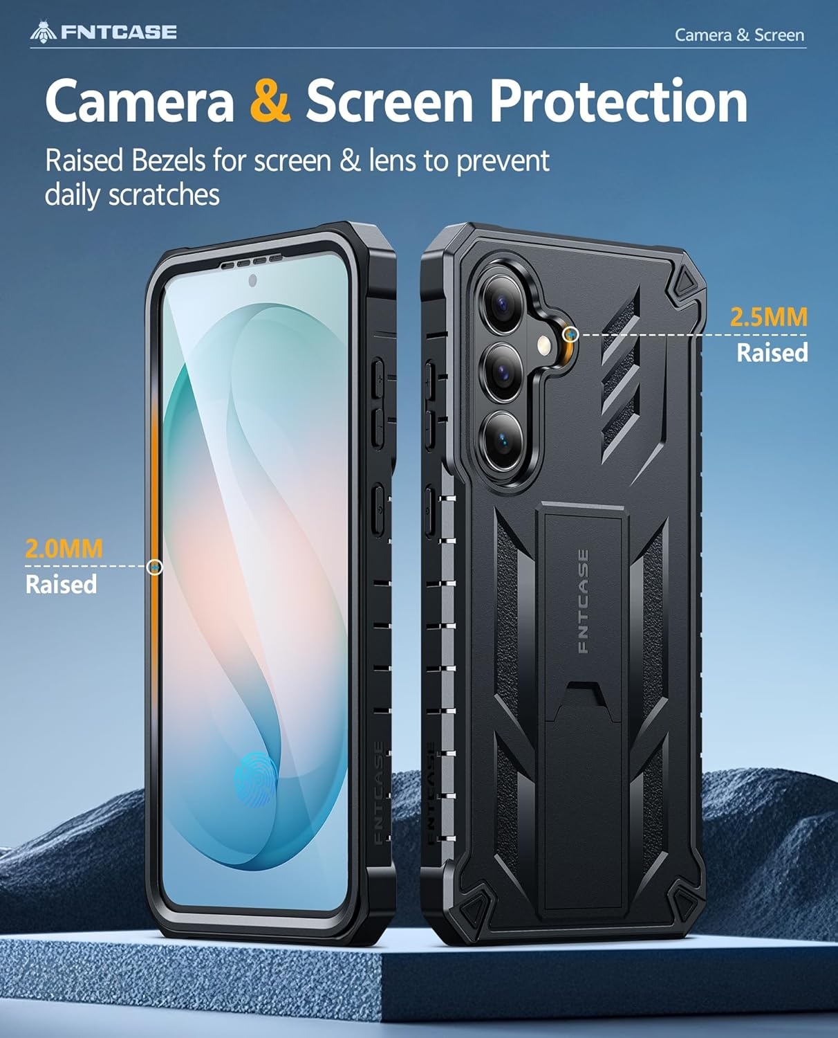 image:imageFNTCASE for Samsung Galaxy S26Ultra Case Builtin Screen Protector amp Kickstand 2 Front Frames MilitaryGrade Drop Protection Heavy Duty Shockproof Rugged TPU Case Full Body Protective BlueBlack