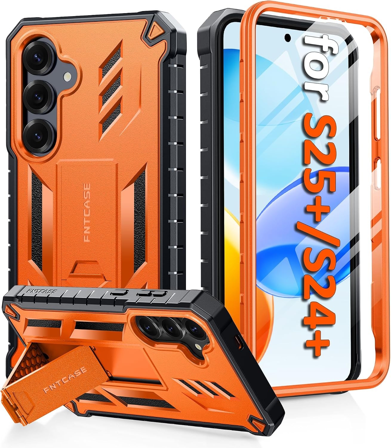 image:imageFNTCASE for Samsung Galaxy S26Ultra Case Builtin Screen Protector amp Kickstand 2 Front Frames MilitaryGrade Drop Protection Heavy Duty Shockproof Rugged TPU Case Full Body Protective BlueOrange