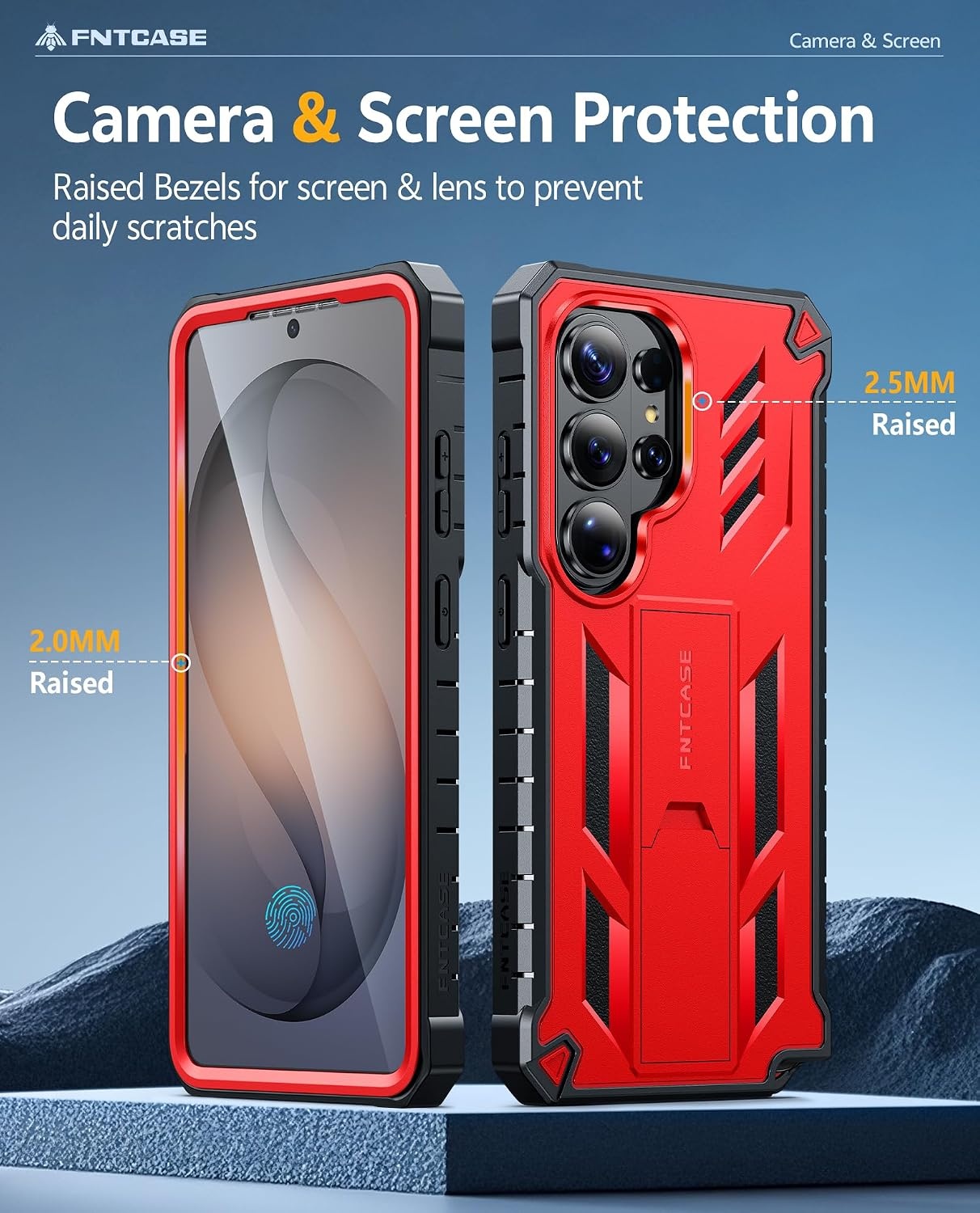 image:imageFNTCASE for Samsung Galaxy S26Ultra Case Builtin Screen Protector amp Kickstand 2 Front Frames MilitaryGrade Drop Protection Heavy Duty Shockproof Rugged TPU Case Full Body Protective BlueRed