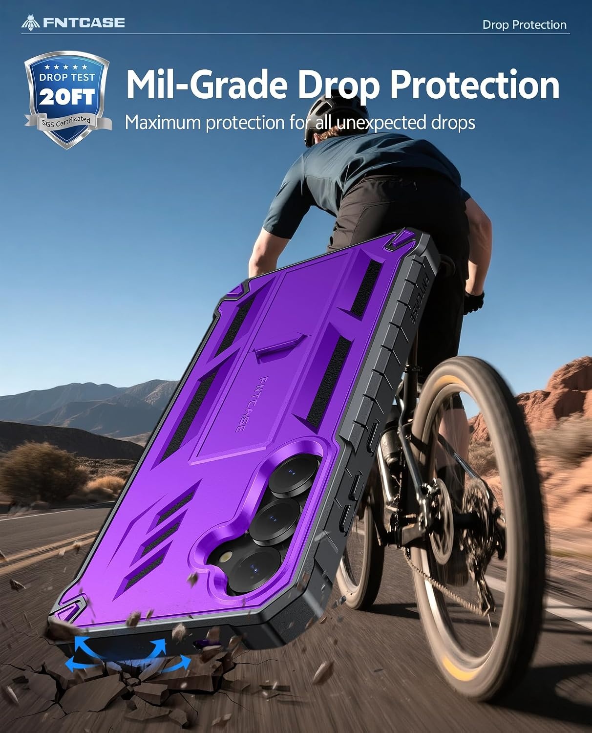 image:imageFNTCASE for Samsung Galaxy S26Ultra Case Builtin Screen Protector amp Kickstand 2 Front Frames MilitaryGrade Drop Protection Heavy Duty Shockproof Rugged TPU Case Full Body Protective BluePurple