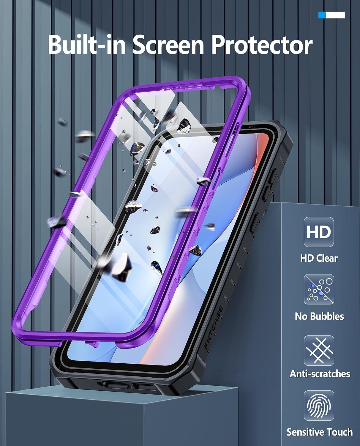image:imageFNTCASE for Samsung Galaxy S26Ultra Case Builtin Screen Protector amp Kickstand 2 Front Frames MilitaryGrade Drop Protection Heavy Duty Shockproof Rugged TPU Case Full Body Protective BluePurple