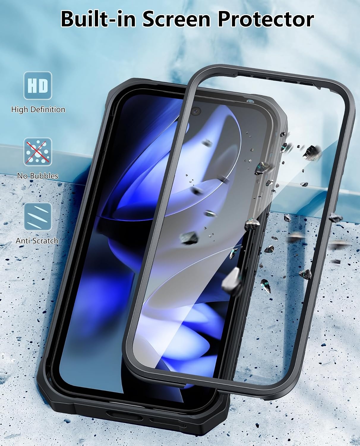 image:imageFNTCASE for Samsung Galaxy S26Ultra Case Builtin Screen Protector amp Kickstand 2 Front Frames MilitaryGrade Drop Protection Heavy Duty Shockproof Rugged TPU Case Full Body Protective BlueTBlack