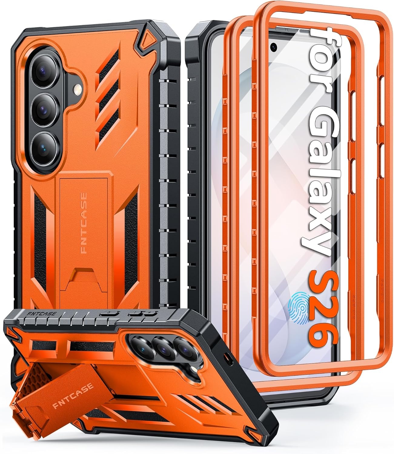 image:imageFNTCASE for Samsung Galaxy S26Ultra Case Builtin Screen Protector amp Kickstand 2 Front Frames MilitaryGrade Drop Protection Heavy Duty Shockproof Rugged TPU Case Full Body Protective BlueOrange